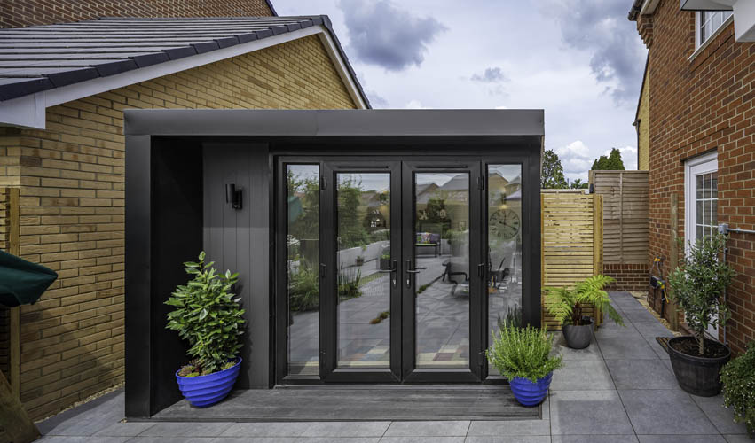 black exterior of a home office