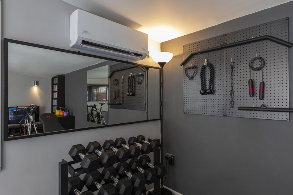 home gym interior with air-conditioning