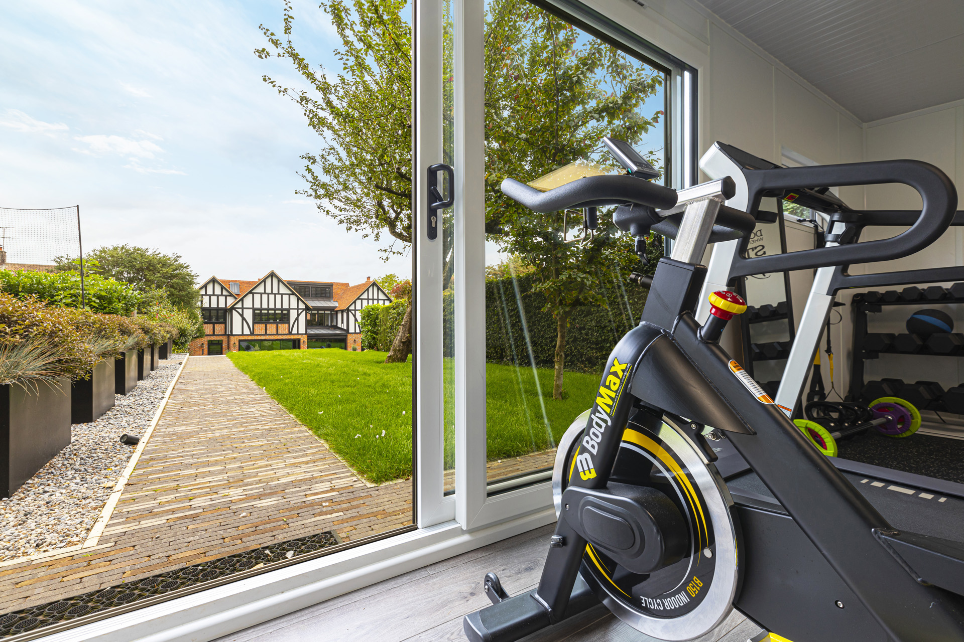 bright and airy garden gym